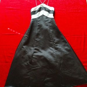 Black & White Formal Halter Long Dress